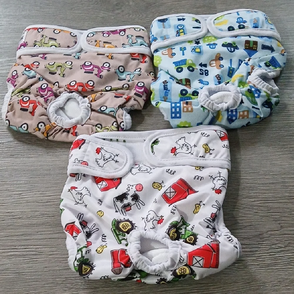 Jeworth Set of 3 Female Reusable Dog Diapers Sz M Waist 12_15